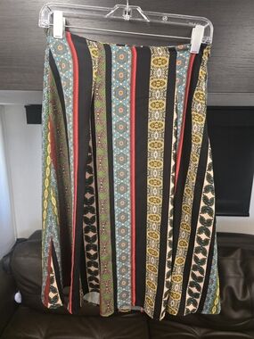 Striped Multicolor Midi Skirt with Boho Panels